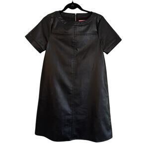 THML Black Faux Leather Shift Dress Small Short Sleeve Minimalist Chic